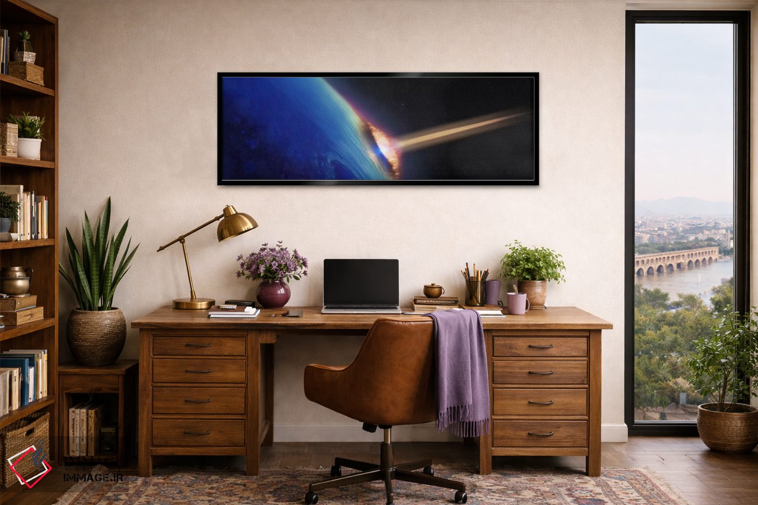 تابلو دکوراتیو شهاب دنباله دار برخوردکننده به زمین اثر پانورامیک ایمجز - D2B