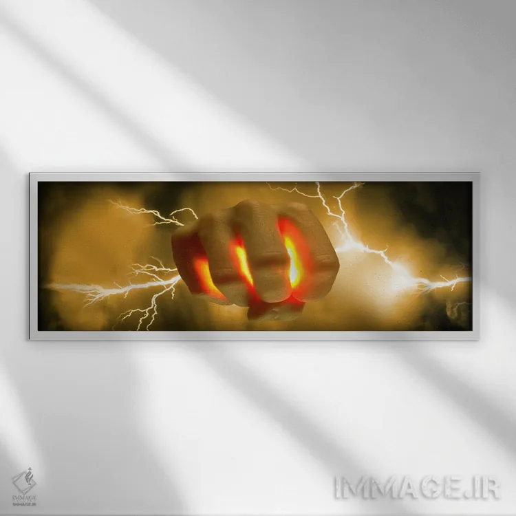 تابلو دکوراتیو صاعقه خارج شده از دست اثر پانورامیک ایمجز - نمای قابدار سفید