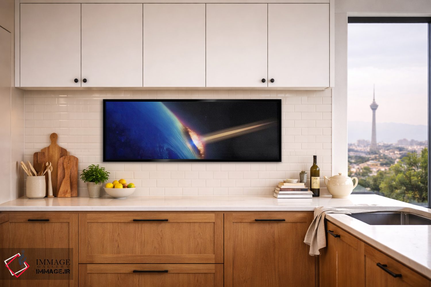 تابلو دکوراتیو شهاب دنباله دار برخوردکننده به زمین اثر پانورامیک ایمجز - D6B