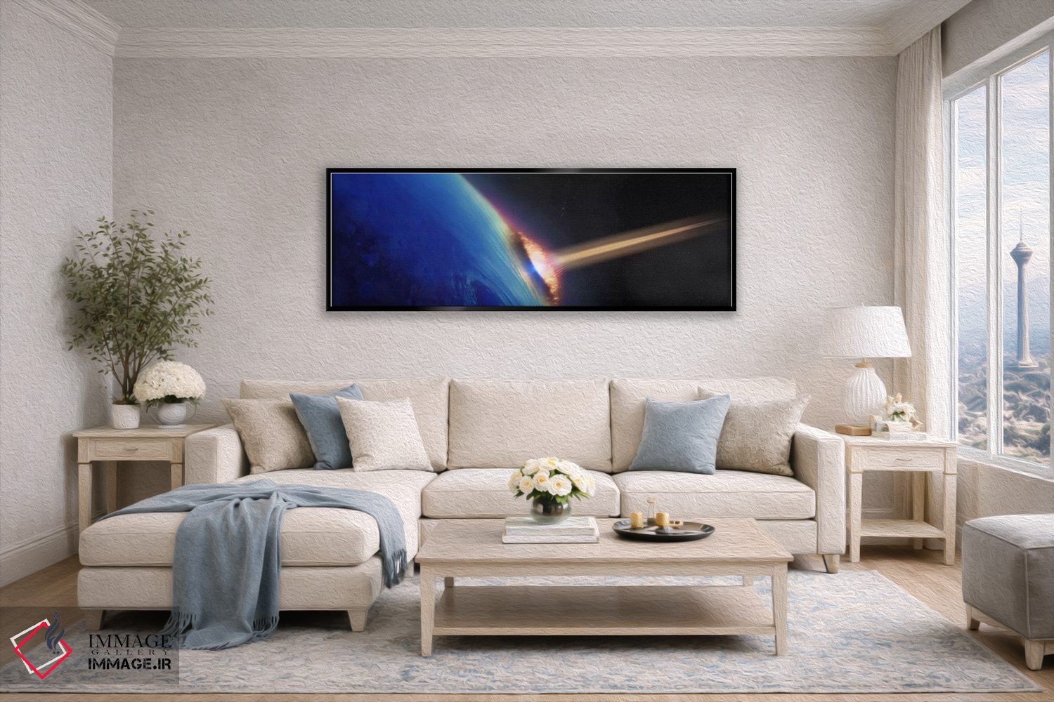 تابلو دکوراتیو شهاب دنباله دار برخوردکننده به زمین اثر پانورامیک ایمجز - D5B