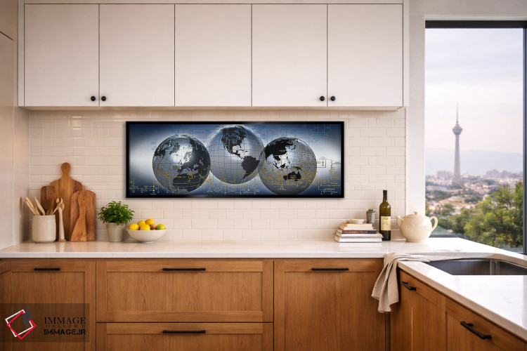 تابلو دکوراتیو سه کره زمین با دیاگرام الکترونیکی اثر پانورامیک ایمجز - D5B
