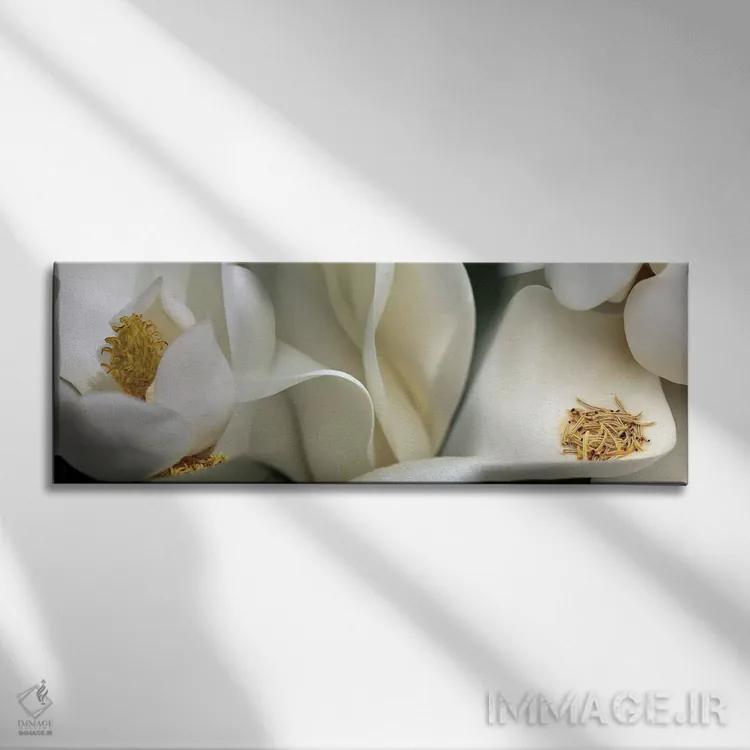 تابلو دکوراتیو گل های مگنولیا بهشتی اثر پانورامیک ایمجز - نمای روبهرو روی دیوار