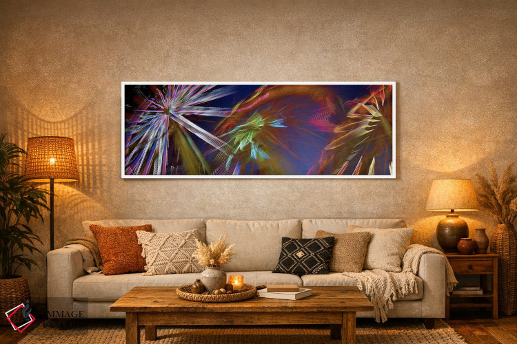 تابلو دکوراتیو چرخ وفلک در حال چرخش در شب اثر پانورامیک ایمجز - D5W