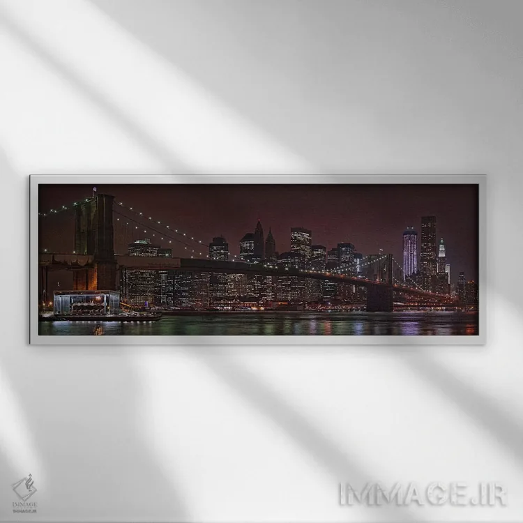 تابلو دکوراتیو Brooklyn Bridge, Manhattan, New York City, New York Sta… اثر پانورامیک ایمجز - نمای قابدار سفید