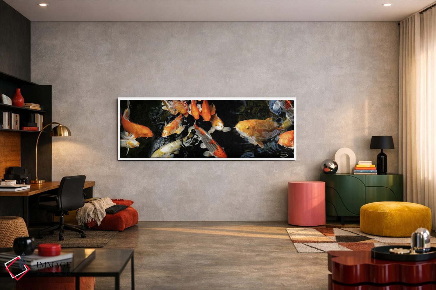 تابلو دکوراتیو ماهی های کوی در حال شنا زیر آب - شماره ۲ اثر پانورامیک ایمجز - D4W