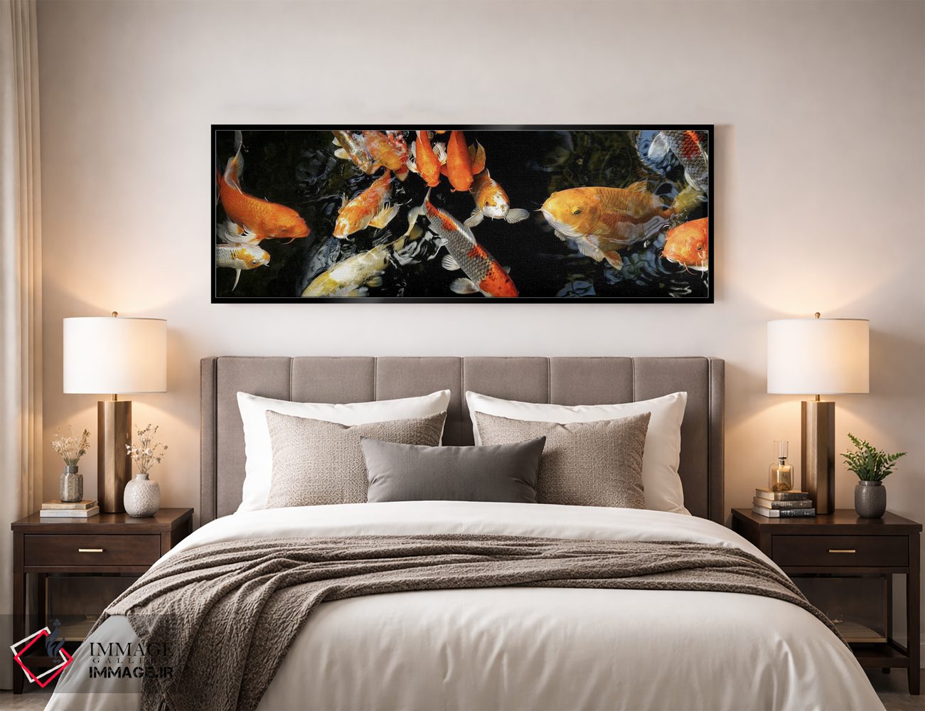 تابلو دکوراتیو ماهی های کوی در حال شنا زیر آب - شماره ۲ اثر پانورامیک ایمجز - D5B