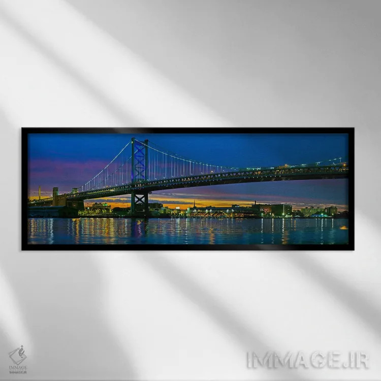 تابلو دکوراتیو Ben Franklin Bridge, River Delaware, Philadelphia, Penn… اثر پانورامیک ایمجز - نمای قابدار مشکی