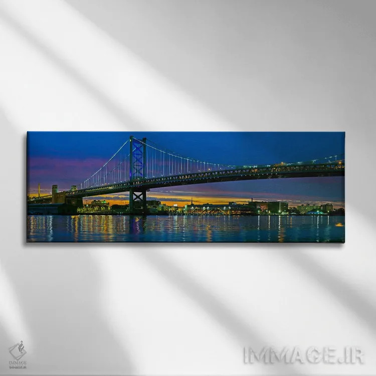 تابلو دکوراتیو Ben Franklin Bridge, River Delaware, Philadelphia, Penn… اثر پانورامیک ایمجز - نمای روبهرو روی دیوار
