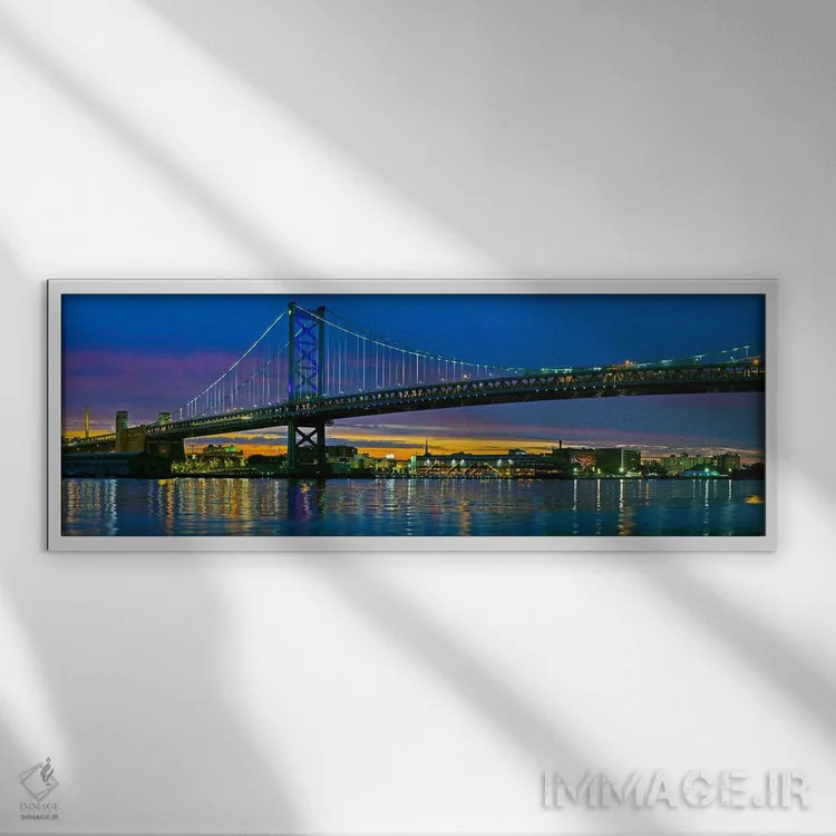 تابلو دکوراتیو Ben Franklin Bridge, River Delaware, Philadelphia, Penn… اثر پانورامیک ایمجز - نمای قابدار سفید