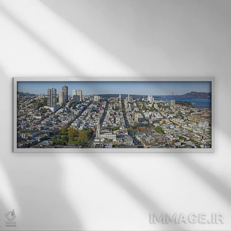تابلو دکوراتیو Telegraph Hill, San Francisco, California, USA" - "نمای… اثر پانورامیک ایمجز - نمای قابدار سفید