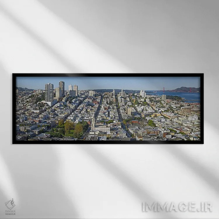 تابلو دکوراتیو Telegraph Hill, San Francisco, California, USA" - "نمای… اثر پانورامیک ایمجز - نمای قابدار مشکی