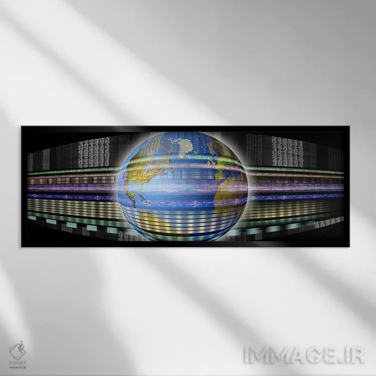 تابلو دکوراتیو زمین در بخار دیجیتال اثر پانورامیک ایمجز - نمای قابدار مشکی