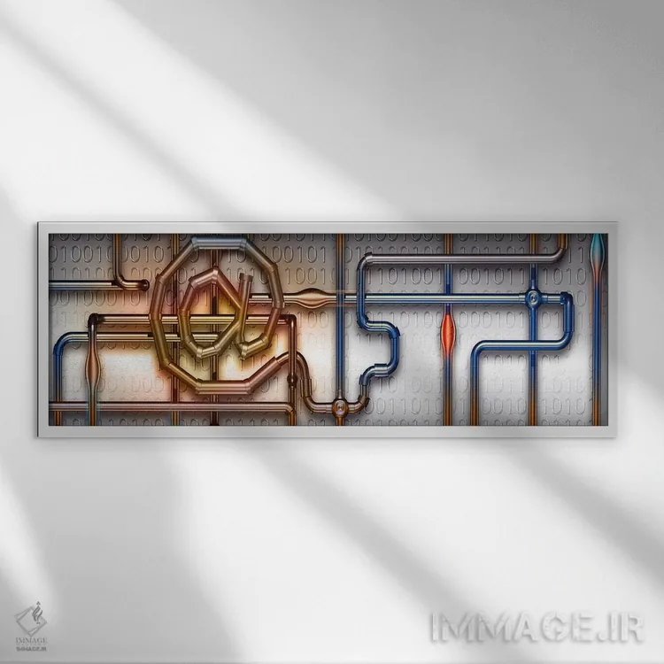 تابلو دکوراتیو اطلاعات لوله اثر پانورامیک ایمجز - نمای قابدار سفید