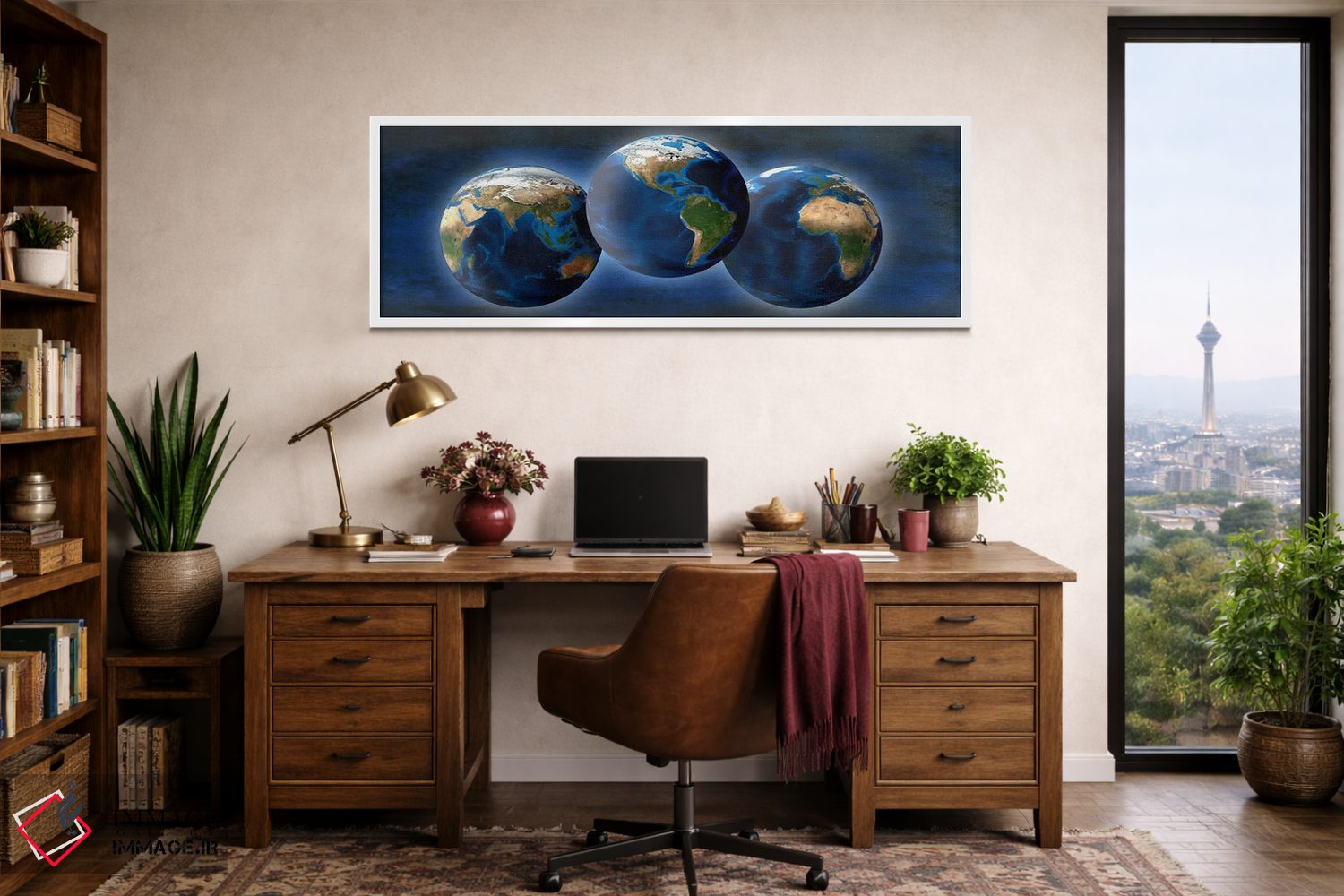 تابلو دکوراتیو سه کره زمین اثر پانورامیک ایمجز - D2W