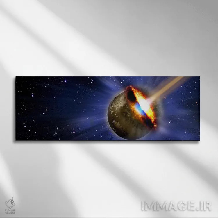 تابلو دکوراتیو دنباله دار برخوردکننده به زمین اثر پانورامیک ایمجز - نمای روبهرو روی دیوار