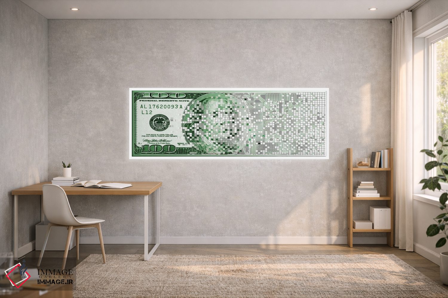 تابلو دکوراتیو اسکناس صد دلاری در حال دیجیتالی شدن اثر پانورامیک ایمجز - D1W