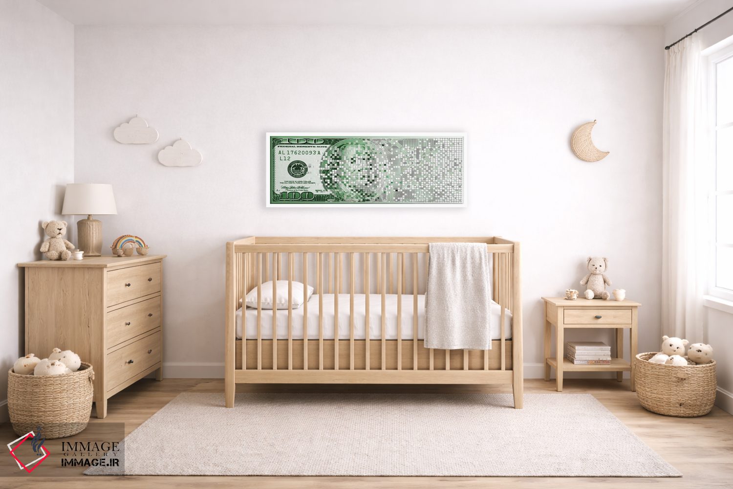 تابلو دکوراتیو اسکناس صد دلاری در حال دیجیتالی شدن اثر پانورامیک ایمجز - D4W