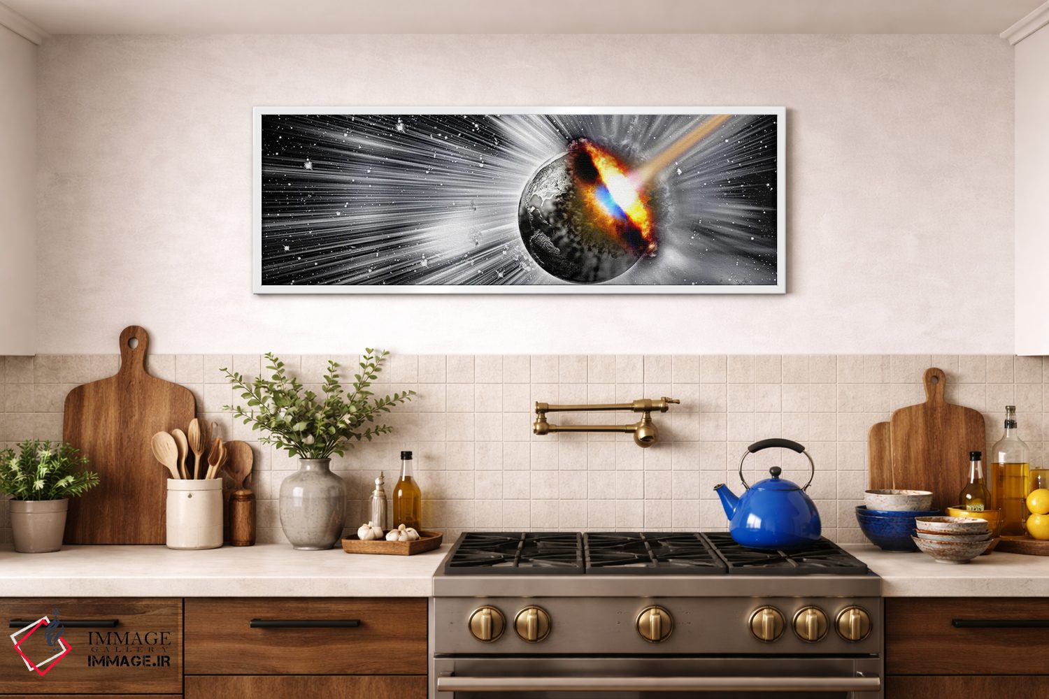 تابلو دکوراتیو زمین مورد اصابت دنباله دار اثر پانورامیک ایمجز - D2W