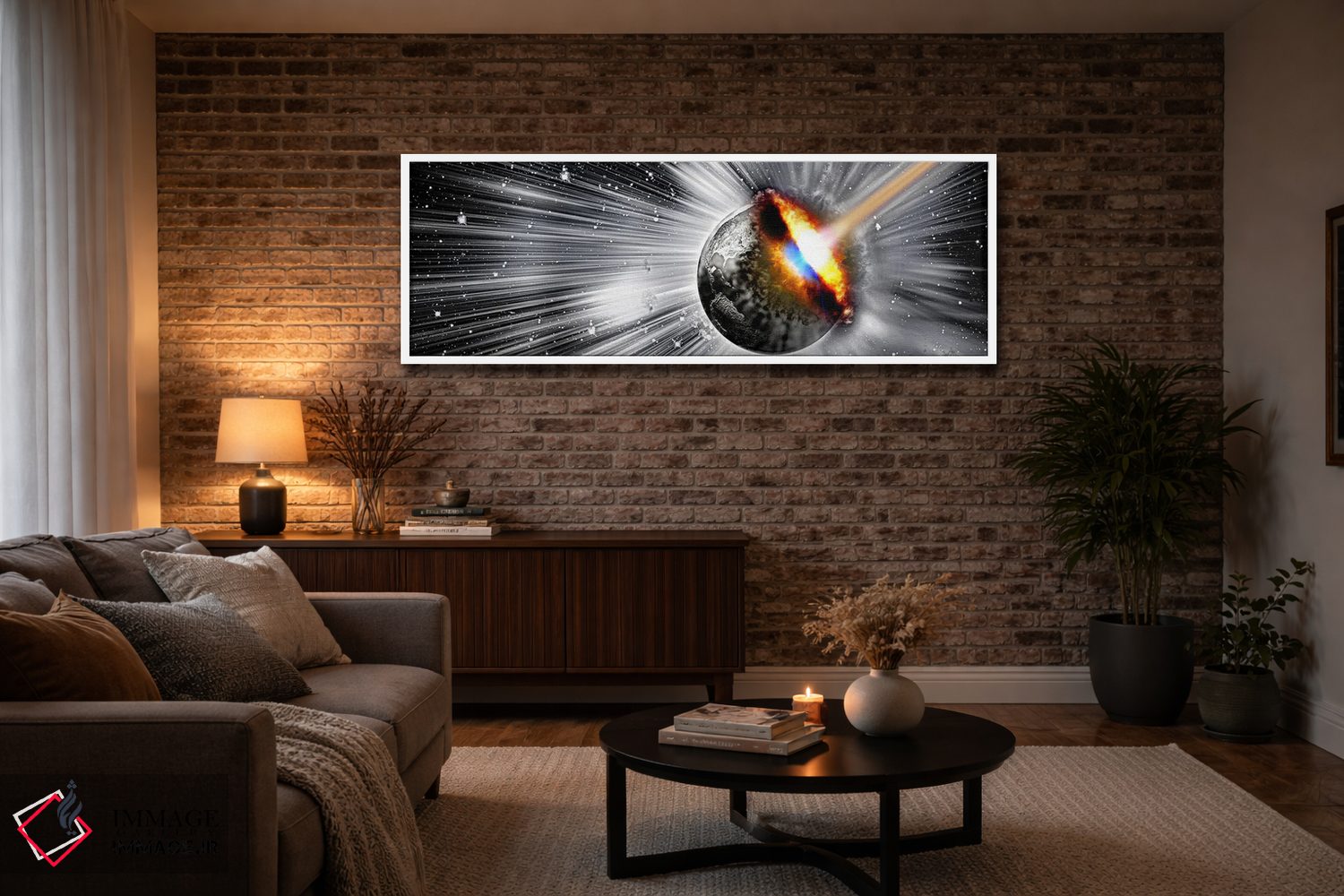 تابلو دکوراتیو زمین مورد اصابت دنباله دار اثر پانورامیک ایمجز - D4W