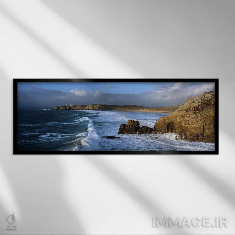 تابلو دکوراتیو شبه جزیره کروزون، فینیستر، بریتانی، فرانسه اثر پانورامیک ایمجز - نمای قابدار مشکی