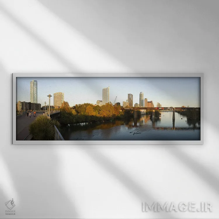 تابلو دکوراتیو آسمان خراش ها در یک شهر، پل پیاده رو خیابان لامار، آستی… اثر پانورامیک ایمجز - نمای قابدار سفید