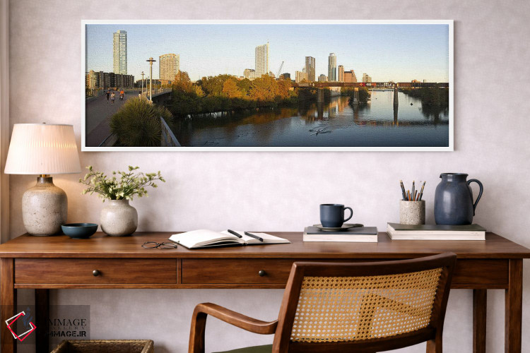 تابلو دکوراتیو آسمان خراش ها در یک شهر، پل پیاده رو خیابان لامار، آستی… اثر پانورامیک ایمجز - D1W