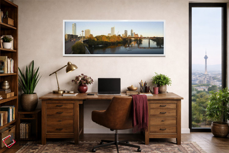تابلو دکوراتیو آسمان خراش ها در یک شهر، پل پیاده رو خیابان لامار، آستی… اثر پانورامیک ایمجز - D2W