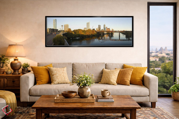 تابلو دکوراتیو آسمان خراش ها در یک شهر، پل پیاده رو خیابان لامار، آستی… اثر پانورامیک ایمجز - D6B