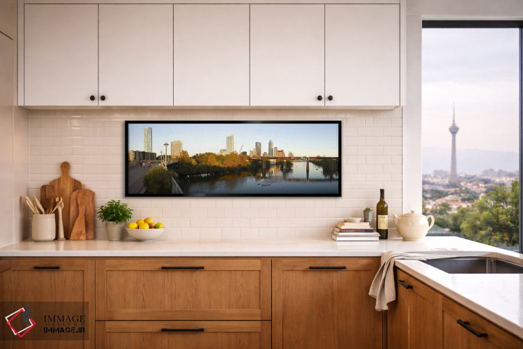 تابلو دکوراتیو آسمان خراش ها در یک شهر، پل پیاده رو خیابان لامار، آستی… اثر پانورامیک ایمجز - D5B