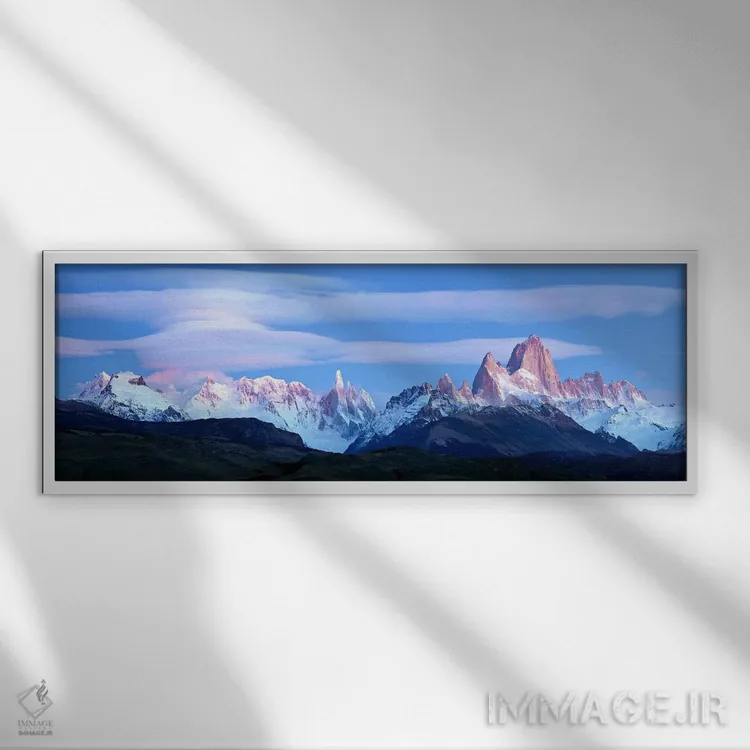 تابلو دکوراتیو چشم انداز کوهستانی ابری، گروه فیتز روی-توره، آندها، مید… اثر پانورامیک ایمجز - نمای قابدار سفید