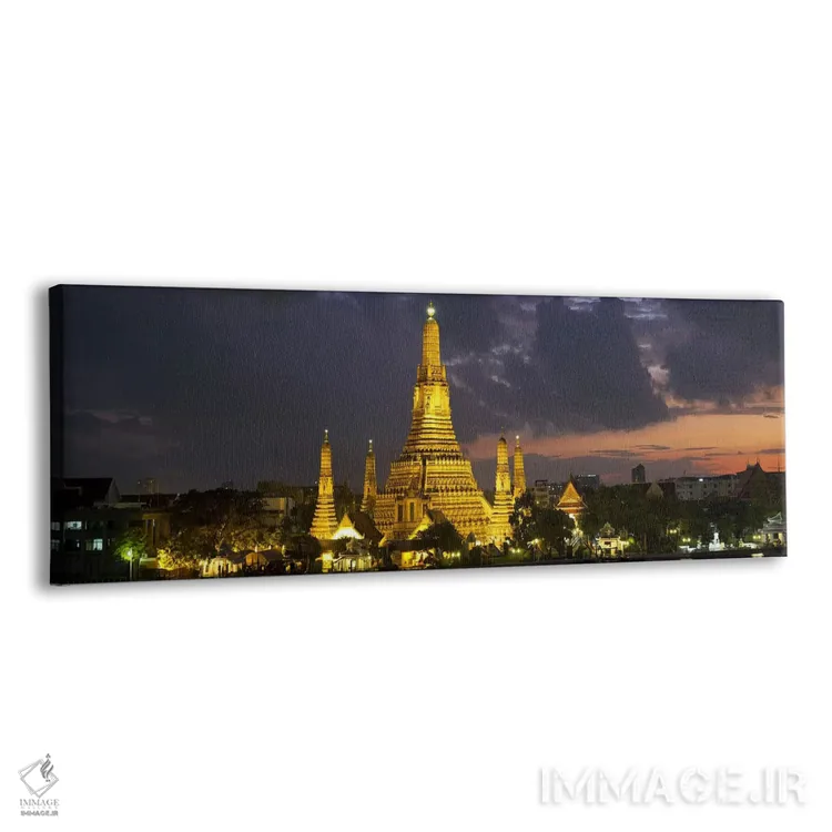 تابلو دکوراتیو معبد بودایی روشن شده در سپیده دم، وات آرون، رود چائو پر… اثر پانورامیک ایمجز - نمای پرسپکتیو محصول