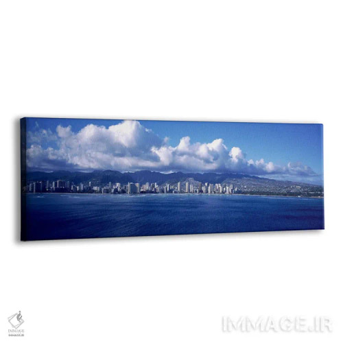 تابلو دکوراتیو شهر در کنار آب، وایکیکی، هونولولو، اوآهو، هاوایی، ایالا… اثر پانورامیک ایمجز - نمای پرسپکتیو محصول