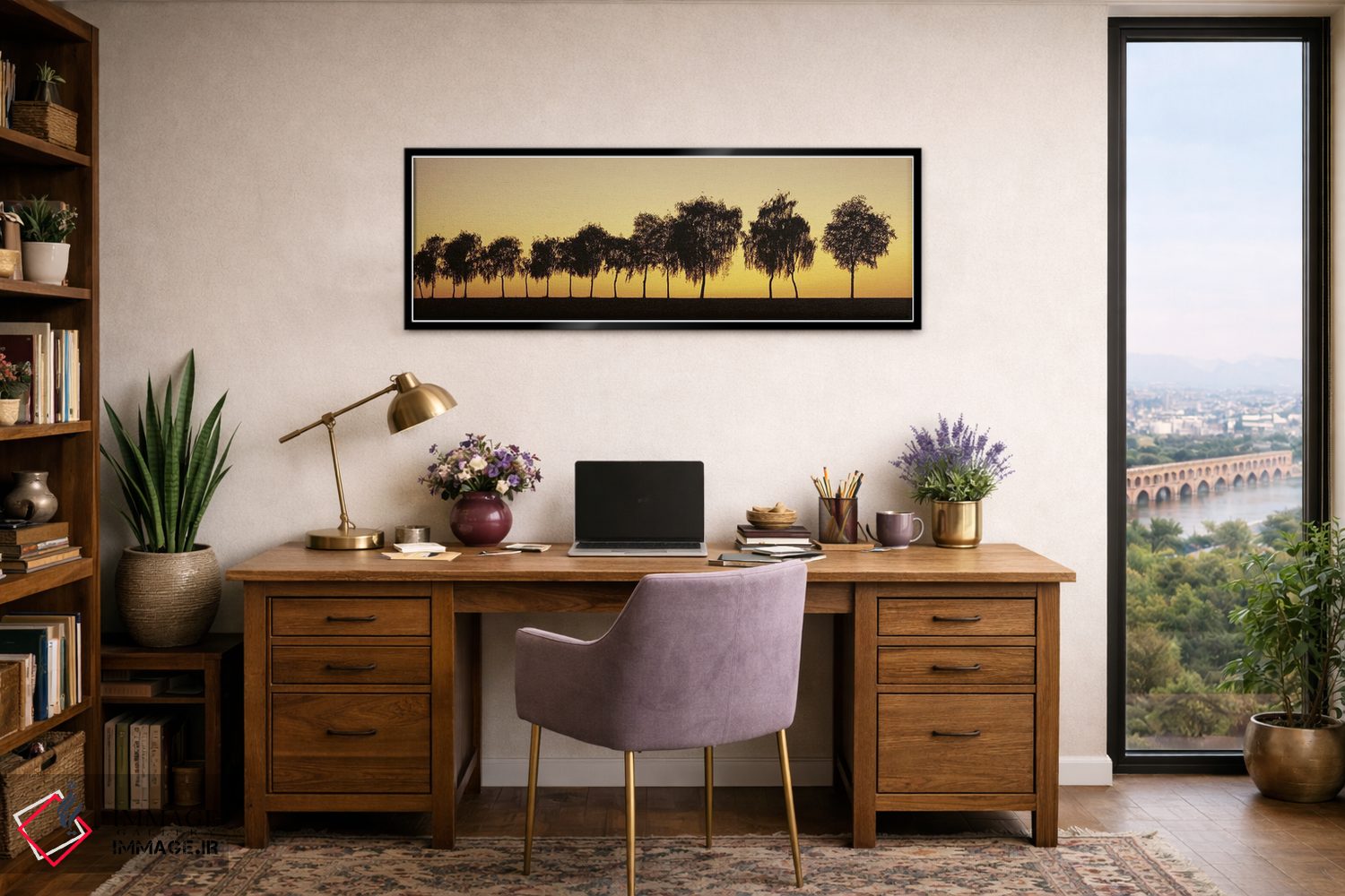 تابلو دکوراتیو خیابان درختی در هنگام غروب، هوهن لوه، بادن-وورتمبرگ، آل… اثر پانورامیک ایمجز - D3B