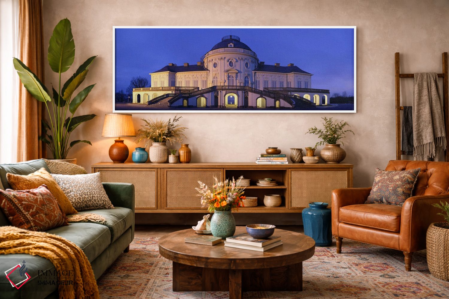 تابلو دکوراتیو قلعه سولیتود روشن شده در شب، اشتوتگارت، بادن-وورتمبرگ… اثر پانورامیک ایمجز - D2W