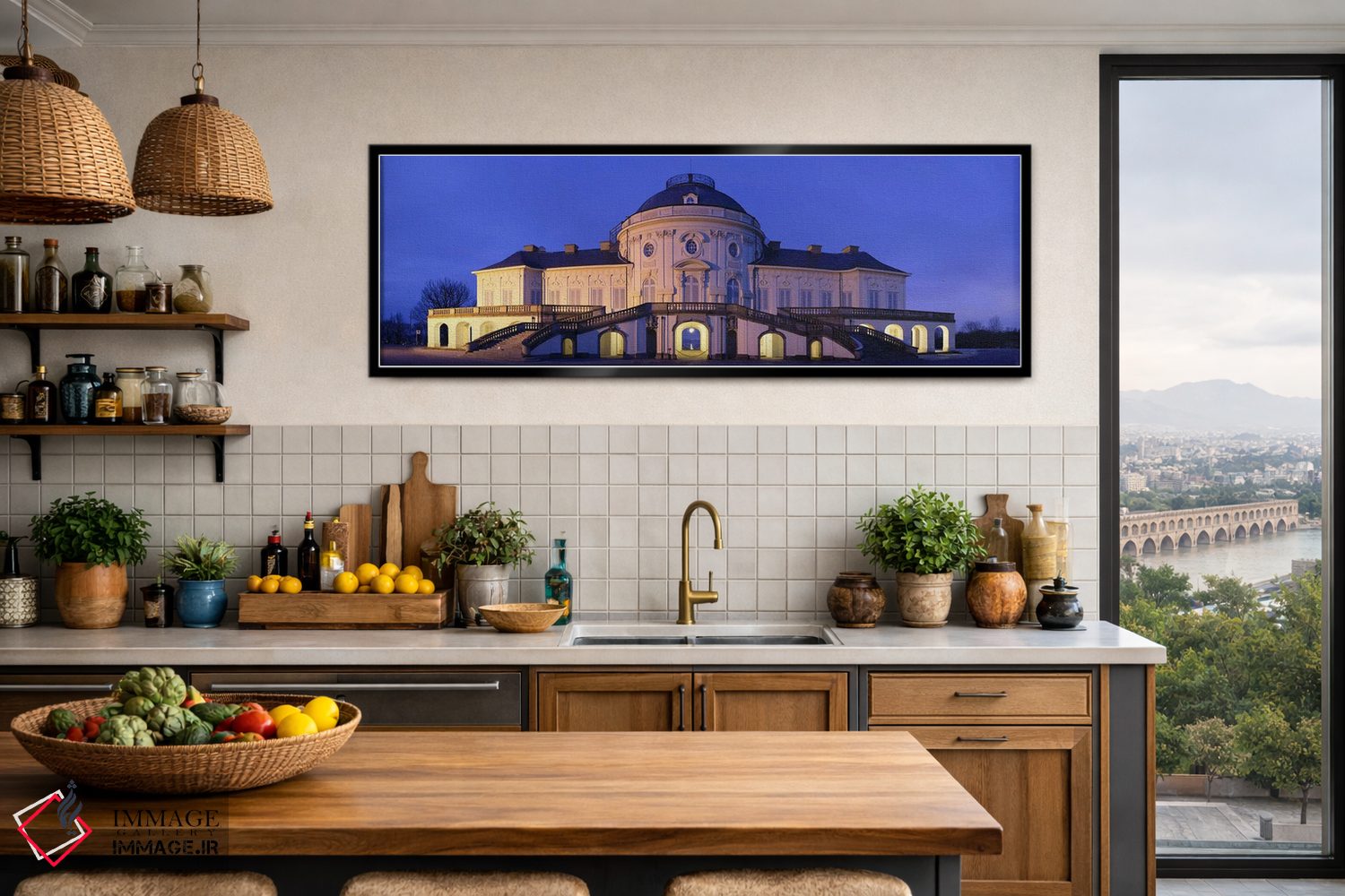 تابلو دکوراتیو قلعه سولیتود روشن شده در شب، اشتوتگارت، بادن-وورتمبرگ… اثر پانورامیک ایمجز - D4B