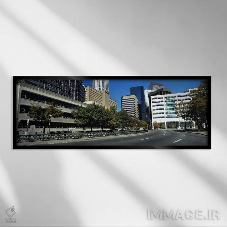 تابلو دکوراتیو ساختمان ها در یک شهر، مرکز شهر دنور، دنور، کلرادو، ایال… اثر پانورامیک ایمجز - نمای قابدار مشکی