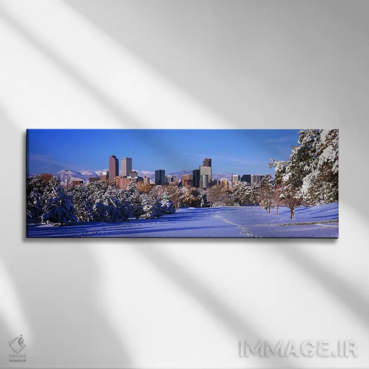 تابلو دکوراتیو شهر دنور در زمستان، کلرادو، ایالات متحده ۲۰۱۱ اثر پانورامیک ایمجز - نمای روبهرو روی دیوار