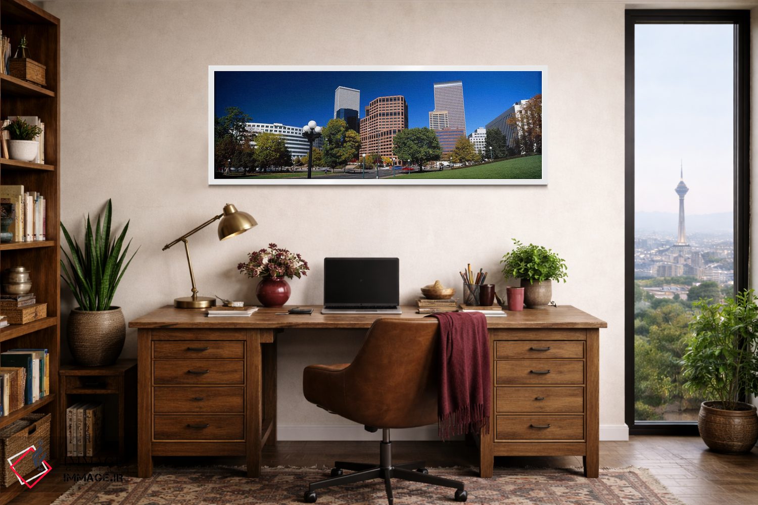 تابلو دکوراتیو ساختمان ها در یک شهر، مرکز شهر دنور، دنور، کلرادو، ایال… اثر پانورامیک ایمجز - D1W