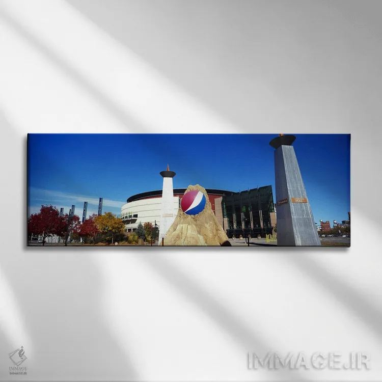 تابلو دکوراتیو ساختمان در یک شهر، مرکز پپسی، دنور، شهرستان دنور، کلراد… اثر پانورامیک ایمجز - نمای روبهرو روی دیوار