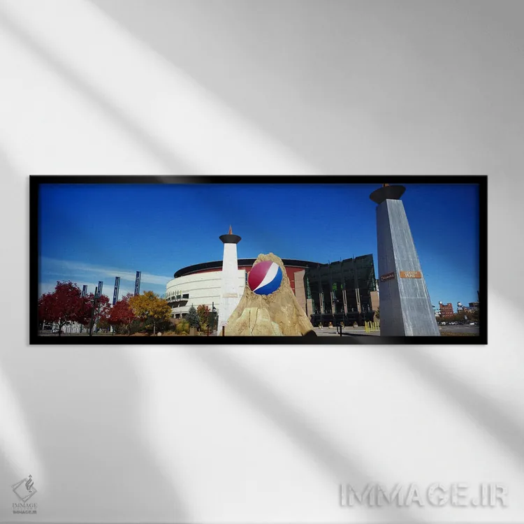 تابلو دکوراتیو ساختمان در یک شهر، مرکز پپسی، دنور، شهرستان دنور، کلراد… اثر پانورامیک ایمجز - نمای قابدار مشکی