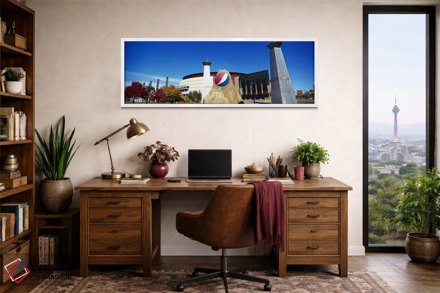 تابلو دکوراتیو ساختمان در یک شهر، مرکز پپسی، دنور، شهرستان دنور، کلراد… اثر پانورامیک ایمجز - D1W