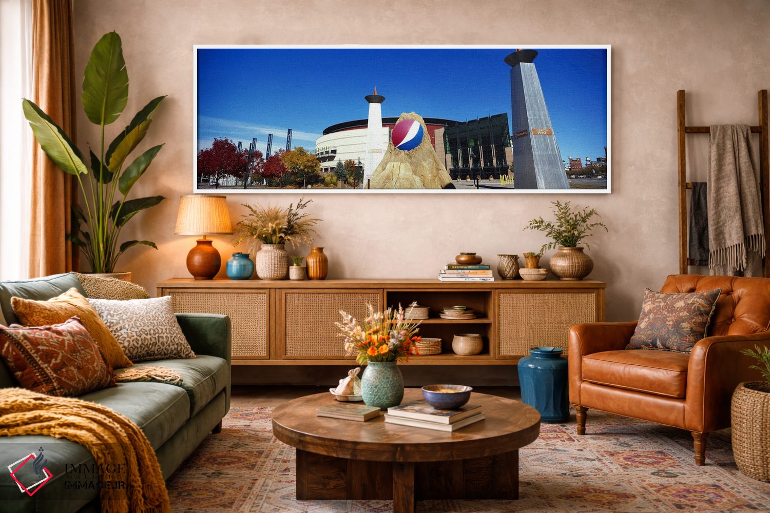 تابلو دکوراتیو ساختمان در یک شهر، مرکز پپسی، دنور، شهرستان دنور، کلراد… اثر پانورامیک ایمجز - D3W