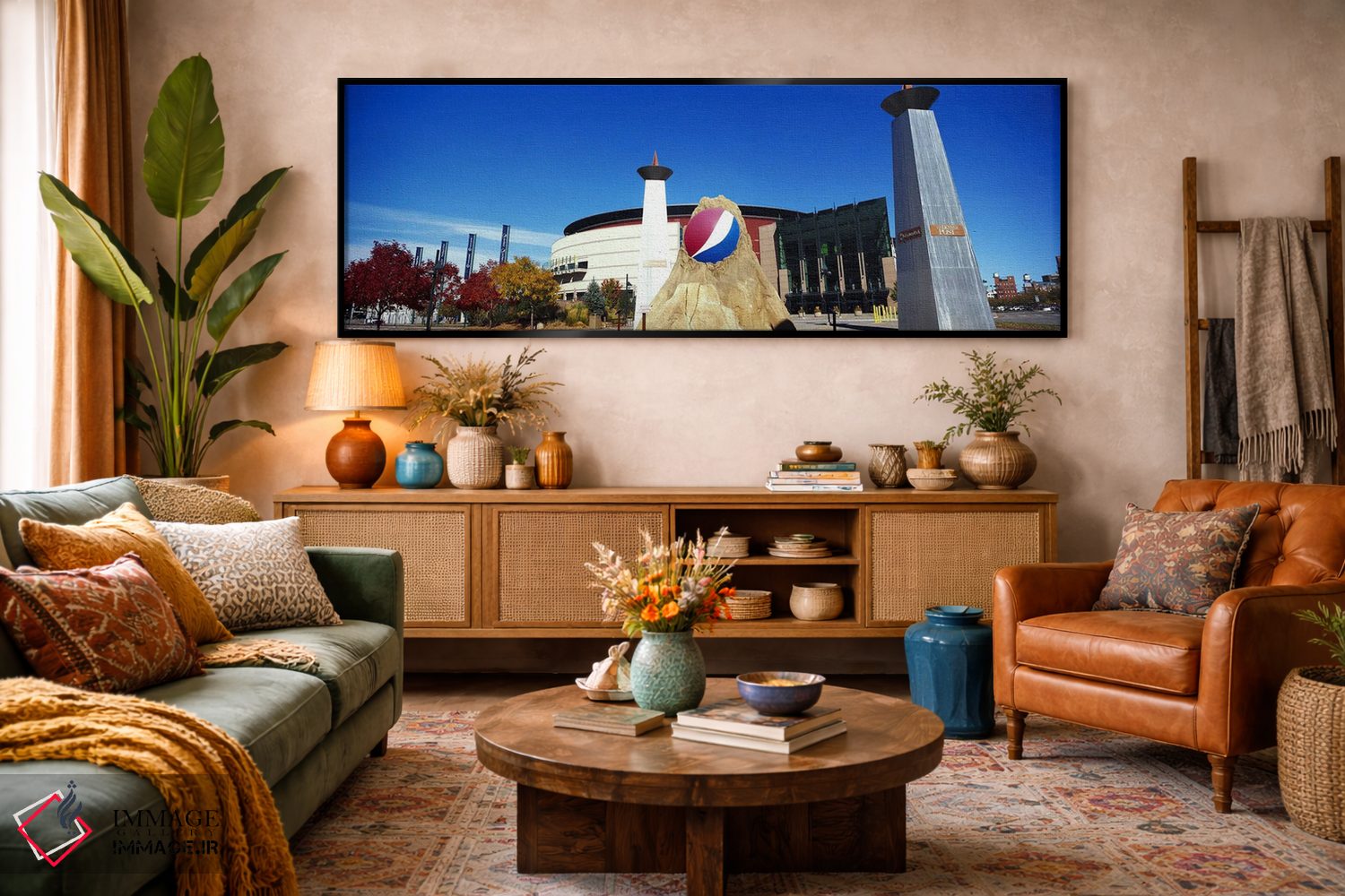 تابلو دکوراتیو ساختمان در یک شهر، مرکز پپسی، دنور، شهرستان دنور، کلراد… اثر پانورامیک ایمجز - D4B