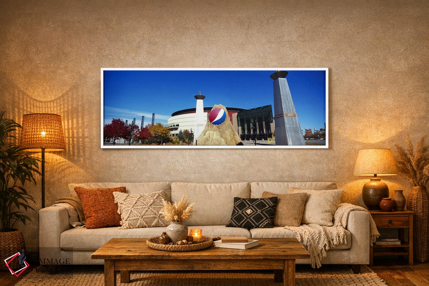 تابلو دکوراتیو ساختمان در یک شهر، مرکز پپسی، دنور، شهرستان دنور، کلراد… اثر پانورامیک ایمجز - D5W