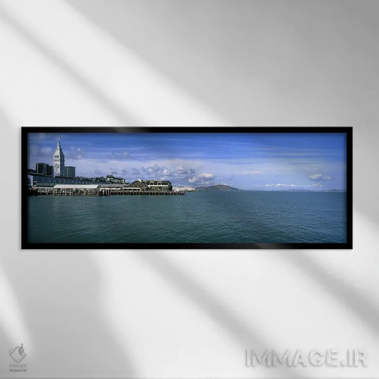 تابلو دکوراتیو ساختمان ها در کنار آب، سانفرانسیسکو، کالیفرنیا، ایالات… اثر پانورامیک ایمجز - نمای قابدار مشکی