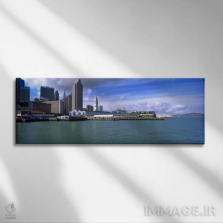 تابلو دکوراتیو ساختمان ها در کنار آب، سانفرانسیسکو، کالیفرنیا، ایالات… اثر پانورامیک ایمجز - نمای روبهرو روی دیوار
