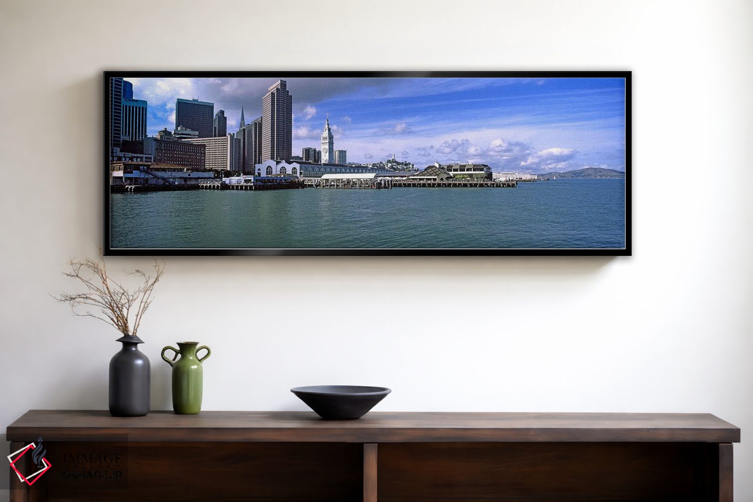 تابلو دکوراتیو ساختمان ها در کنار آب، سانفرانسیسکو، کالیفرنیا، ایالات… اثر پانورامیک ایمجز - D2B