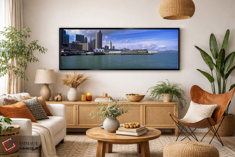 تابلو دکوراتیو ساختمان ها در کنار آب، سانفرانسیسکو، کالیفرنیا، ایالات… اثر پانورامیک ایمجز - D4B