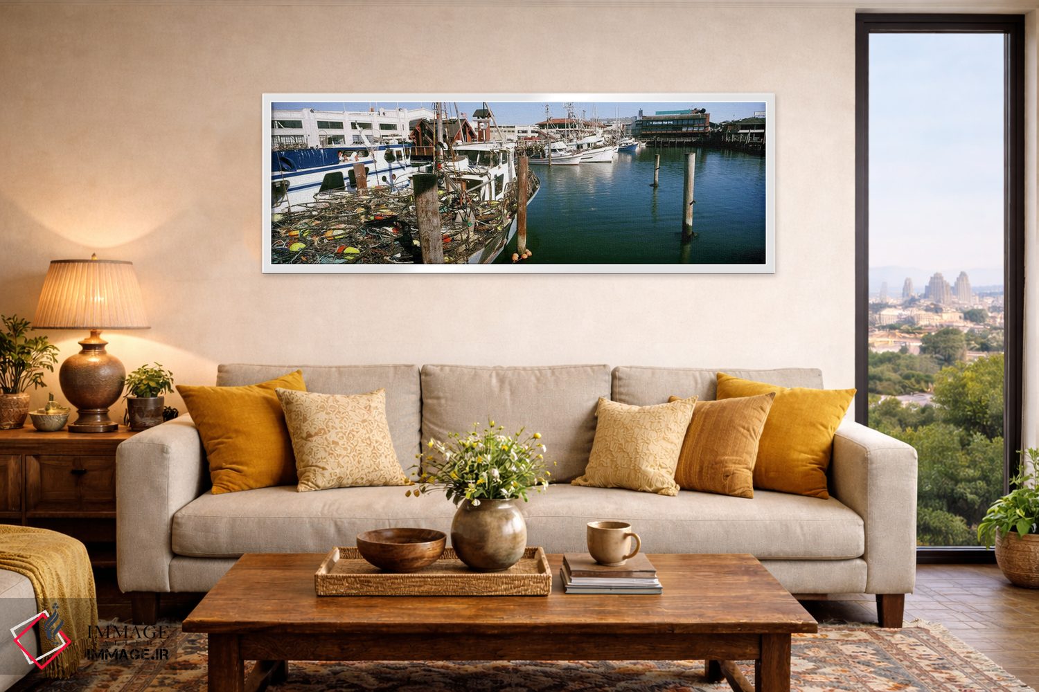 تابلو دکوراتیو قایق های ماهیگیری در اسکله، اسکله ماهیگیران، سانفرانسیس… اثر پانورامیک ایمجز - D4W