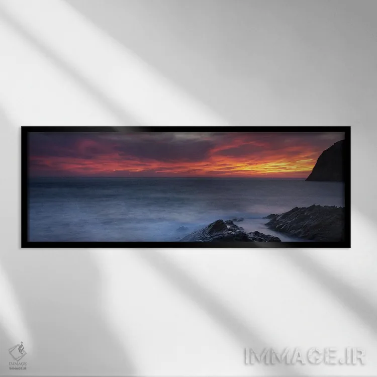 تابلو دکوراتیو سواحل در هنگام غروب، ایل-روس، کورس جنوبی، جزیره کرسیکا… اثر پانورامیک ایمجز - نمای قابدار مشکی